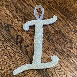 Elegant Cream Beaded Wall Letter Decor